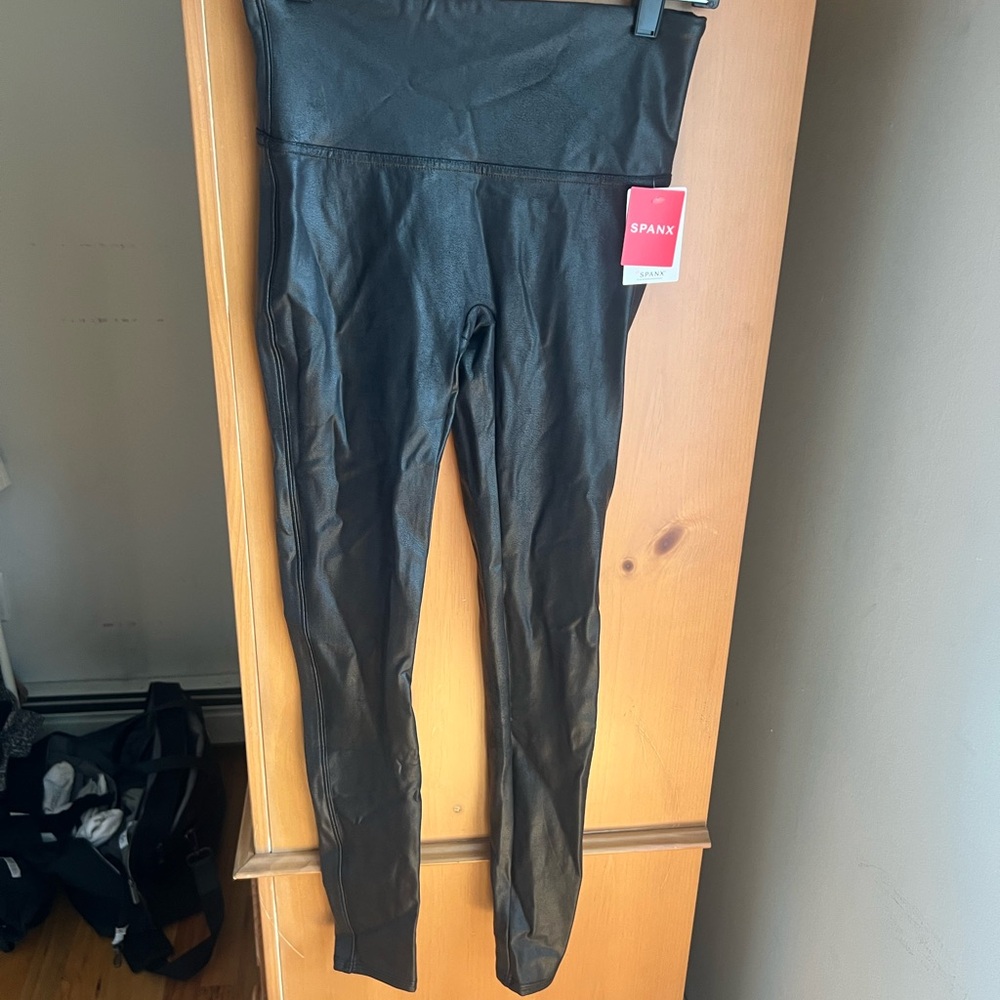 NWT SPANX Black Faux Leather Leggings